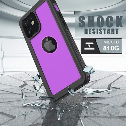 Diverbox for iPhone 12 Waterproof Case,Waterproof Shockproof Dustproof IP68 Full-Body Hard Case Built-in Screen Protector Underwater Outdoor Waterproof Cover for iPhone 12,6.1 in (Purple)