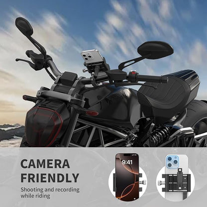 Aluminum Phone Holder for Bike–Universal Bike Cell Phone Holder Fits All Phones 4-7",Waterproof & Shockproof Motorcycle Phone Mount,360° Rotation Bicycle Phone Mount for E-Bike,Scooter,ATV