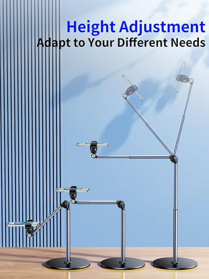 Aluminum Overhead Phone Stand for Recording,Adjustable Phone Mount for Desk,iPhone Tripod for Overhead Shots,Sturdy Holder for Cooking,Crafting,Filming,Painting – Perfect for Creators(Clip)