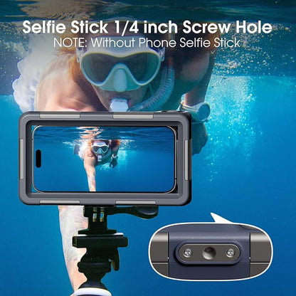 2026Underwater Snorkeling Diving Phone Case for iPhone 16/15/14/13/12/ Pro Max Galaxy S24/S23/S22.[50ft/15m] Professional Scuba Dive Waterproof Case Underwater Photo Video Cover Orange