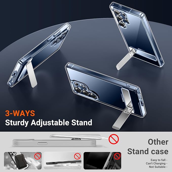 Temdan Designed for Samsung Galaxy S25 Ultra Case,[Built in Hidden Kickstand][Military Grade Drop Protection] [Never Yellowing] Slim Thin Phone Case for Galaxy S25 Ultra Case 6.9"- Crystal Clear