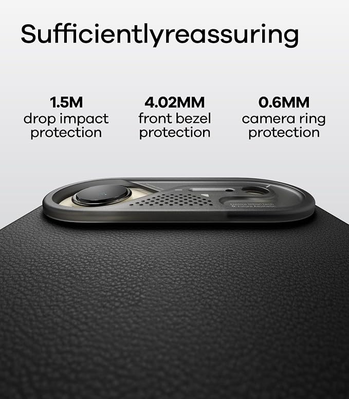 Aulumu A17 Vegan Leather iPhone Air Case | Camera Control | Luxury Comfort | Compatible with MagSafe | Complete Wrap-Around - Black