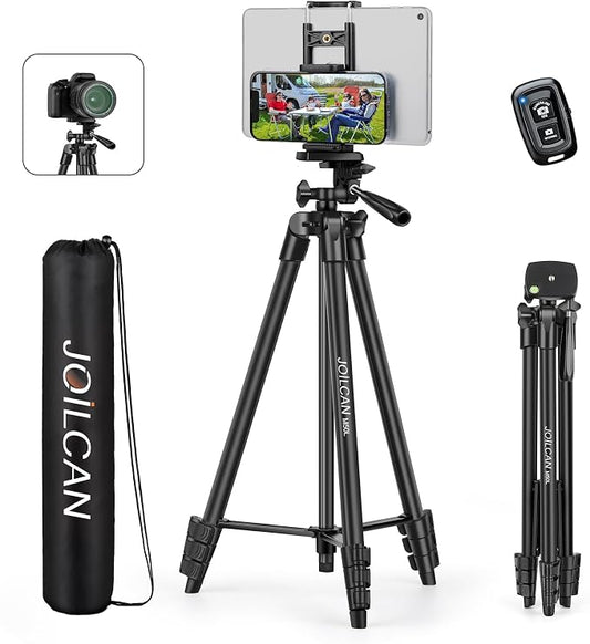 JOILCAN 67" Tripods Camera Tripod, Phone Tablet Tripod for Video Recording Vlog Photo with Remote Carry Bag, Aluminum Lightweight Travel Tripods