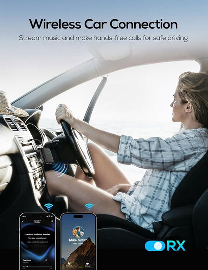 Nulaxy Air in-Flight Bluetooth Wireless Audio Transmitter Receiver for up to 2 AirPods Wireless Headphones, Bluetooth Adapter for All 3.5mm Aux Jacks on Airplanes, Black