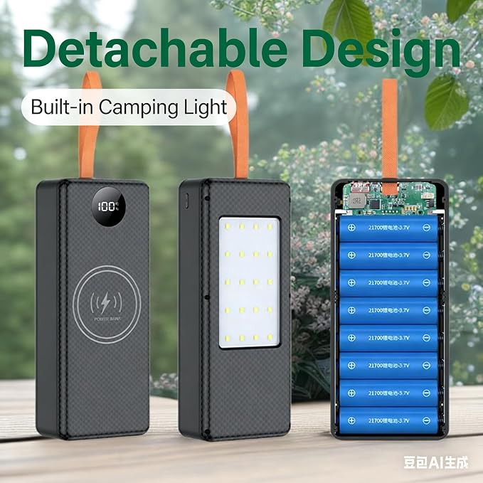 ordinarYone Removable 16 Slot 21700 Battery Case for Power Charging Features LED Camping Light Multi Mode and Protections