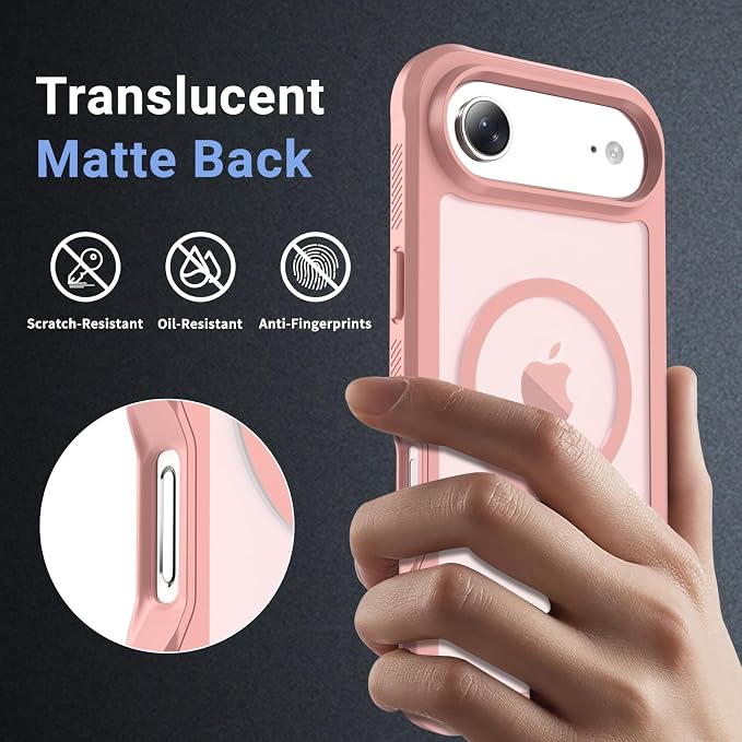 jaroco Magnetic for iPhone Air Case, [Compatible with MagSafe][Military Grade Drop Protection][Heavy Duty Protection][Non-Slip][Shockproof] 2-Layer Durable Bumper Phone Case 6.5''-Pink