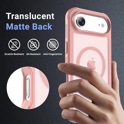 jaroco Magnetic for iPhone Air Case, [Compatible with MagSafe][Military Grade Drop Protection][Heavy Duty Protection][Non-Slip][Shockproof] 2-Layer Durable Bumper Phone Case 6.5''-Pink