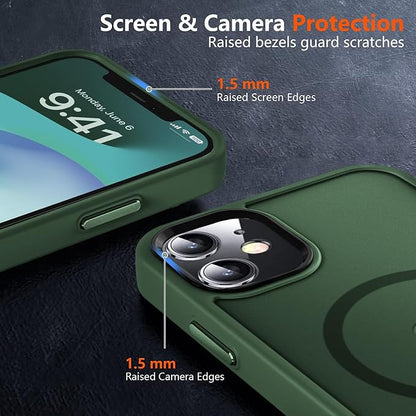 MOCCA Strong Magnetic for iPhone 12 Case/iPhone 12 Pro Case, [Compatible with Magsafe][Mil-Grade Drop Protection] Slim Shockproof Translucent Protective Phone Case for iPhone 12/12 Pro, Midnight Green
