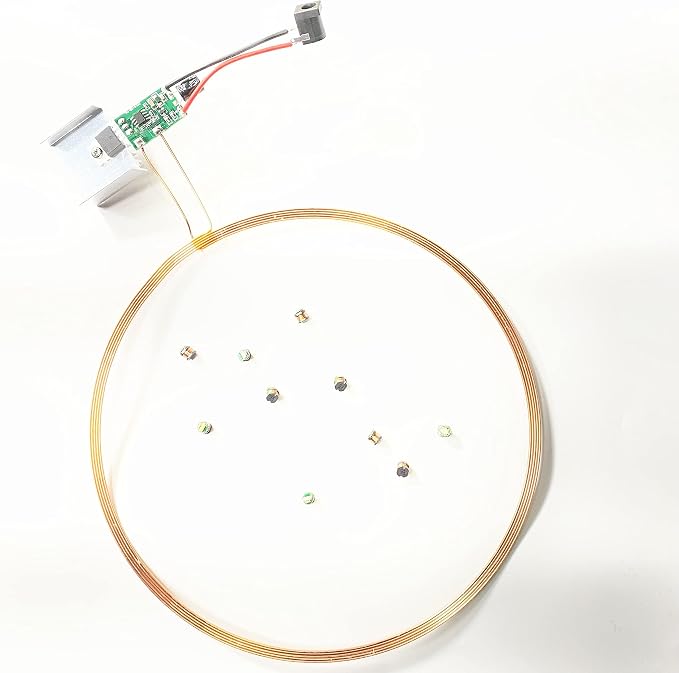 Taidacent 24V 200mm One to Many Long Distance Wireless Inductive Coil LEDs Induction Wireless Charging Power Supply Module (1 Transmitter Coil + 10PCS Multi LEDs + 1PCS 24V Power Adapter)