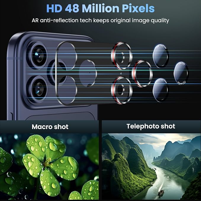 Uyiton for iPhone 17 Pro Max Camera Lens Protector - [Unique Typography + Phone Lens Red Circle Design] Metal Tempered Glass Camera Cover, Black + Red