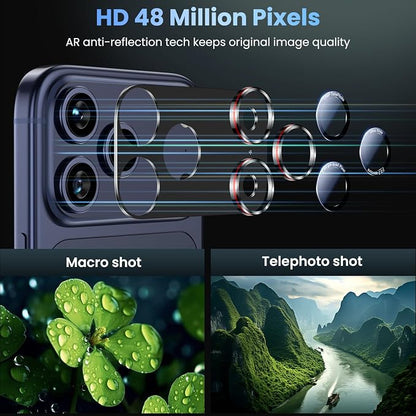 Uyiton for iPhone 17 Pro Max Camera Lens Protector - [Unique Typography + Phone Lens Red Circle Design] Metal Tempered Glass Camera Cover, Black + Red