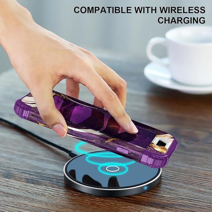 Hocase for iPhone SE 2022/2020 Case, Heavy Duty Shockproof Protection Hard Plastic+Silicone Rubber Hybrid Protective Case for iPhone SE 3rd/2nd Generation (4.7") - Midnight Purple