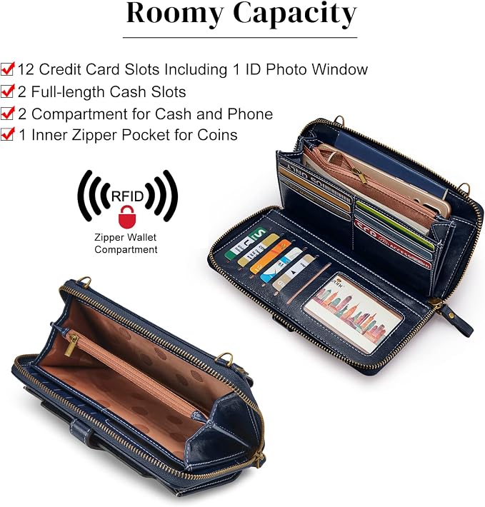 S-ZONE Vegan Leather Crossbody Bags for Women Small Cell Phone Purse RFID Blocking Clutch Purses with 2 Straps