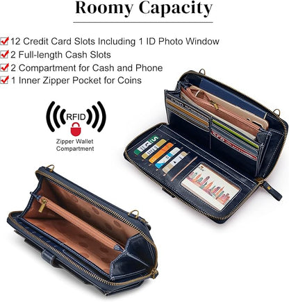 S-ZONE Vegan Leather Crossbody Bags for Women Small Cell Phone Purse RFID Blocking Clutch Purses with 2 Straps