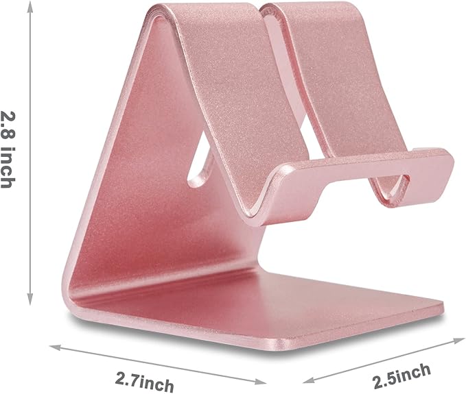 Cell Phone Stand, ZTON Aluminum Metal Tablet Stand, Mobile Phone Holder for iPhone iPad Samsung for Desk Table Bedroom Kitchen (Rose Gold)