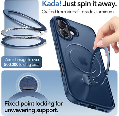 Anqrp 360° All-in-ONE Stand Case for iPhone 16 Case with Rotatable Magnetic Kickstand Ring Holder, Compatible with MagSafe, MIL-Grade Shockproof iPhone 16 Phone Case Cover 6.1 inch, Blue