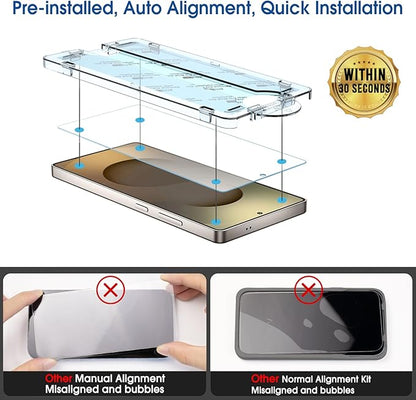 amFilm Auto-Alignment OneTouch for Samsung Galaxy S25 Ultra 6.9" Screen Protector + Camera Lens Protector, Tempered Glass, 30 seconds Installation, Bubble Free, Case Friendly, Anti-Scratch [2+2 Pack]