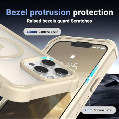 jaroco Magnetic for iPhone 13 Pro Max Case, [Compatible with MagSafe][Military Grade Drop Protection][Heavy Duty Protection][Non-Slip][Shockproof] 2-Layer Durable Bumper Phone Case 6.7''-Antique White
