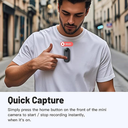 Mini Body Camera, Wearable Action Body Cam, Thumb Size Hands Free Recording Body Worn Camera, Premium Portable Camcorder Mount Anywhere for Pet Walking, Work, Travel (Black, 64GB)