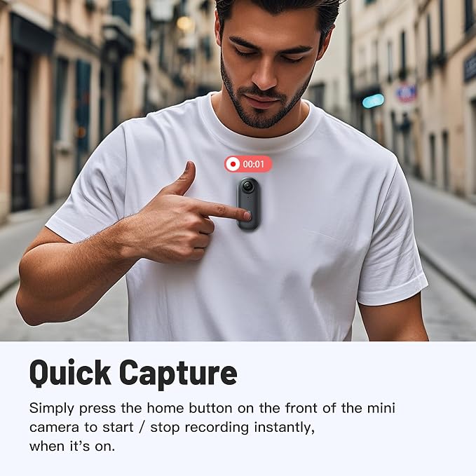 4K 64GB Mini Body Camera, Wearable Action Body Cam, Thumb Size Hands Free Recording Body Worn Camera, Premium Portable Camcorder Mount Anywhere for Pet Walking, Work, Travel (Black)