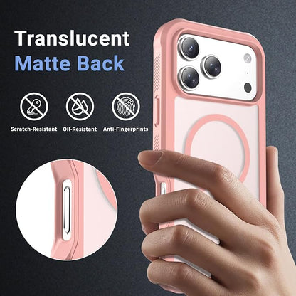 jaroco Magnetic for iPhone 17 Pro Max Case, [Compatible with MagSafe][Military Grade Drop Protection][Heavy Duty Protection][Non-Slip][Shockproof] 2-Layer Durable Bumper Phone Case 6.9''-Pink