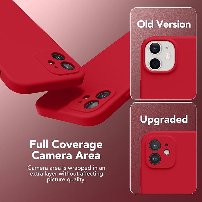 Magnetic for iPhone 12 Case, Compatible with MagSafe, [Full Camera Protection][Screen Protector] Silicone Shockproof Protective Phone Case for iPhone 12 6.1", Red