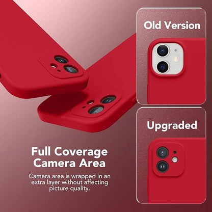 Magnetic for iPhone 12 Case, Compatible with MagSafe, [Full Camera Protection][Screen Protector] Silicone Shockproof Protective Phone Case for iPhone 12 6.1", Red