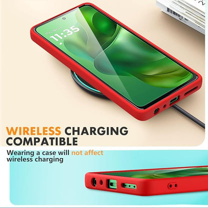 Case for Motorola Moto G Power (2025), 2 Pack Tempered Glass Screen Protectors, Soft TPU Silicone Shockproof Case-Red
