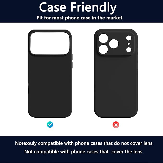 2 Pack Camera Lens Protector for iPhone 17 Pro Max,Metal AR Tempered Glass Rear Camera Screen Cover,Anti-Scratch,Strong Adsorption,Case Friendly, Easy to Install-Silver