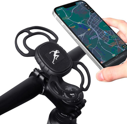 WALLFID Bike Phone Mount for Stem Mounting 4.7"-7.2" Cell Phones, Aluminum Alloy Strong Ultra Light Phone Mount for Bicycle, Designed for Road Bicycle Accessories - Cycling Gift