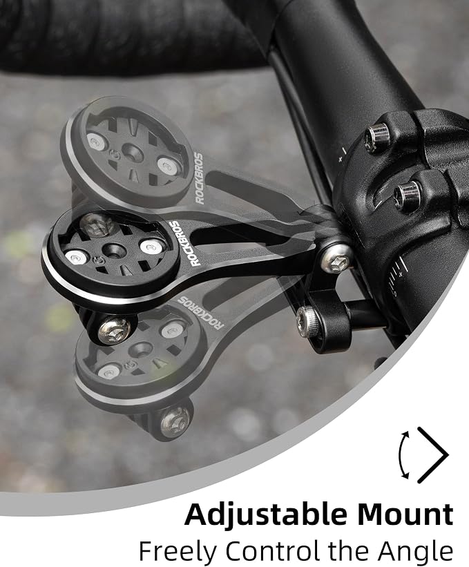 ROCKBROS Bike Computer Mount Adjustable Out-Front Bicycle Computer Mount Aluminum Integrated Cycling Computer Mount Compatible with Garmin, Bryton, Go Pro for Handlebar Clamp Diameter up to 4 cm