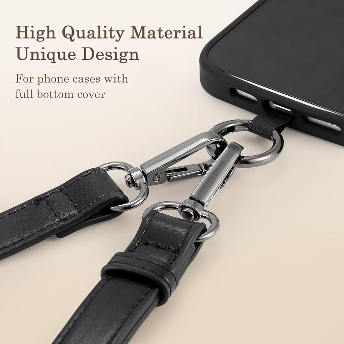 Diaclara Clip and Go Leather Phone Strap with Zipper Pouch- Stylish Crossbody Adjustable Lanyard with Wallet for All Phones, Wine Red