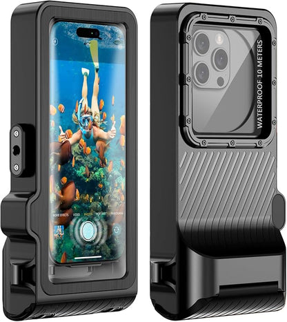 Waterproof Phone Case for Snorkeling - Underwater Touchscreen Housing, Universal Underwater Photo&Video Diving Case for iPhone 17/16/15/14 Pro Max Samsung Galaxy S25/S24 Ultra Up to 6.9'' Black