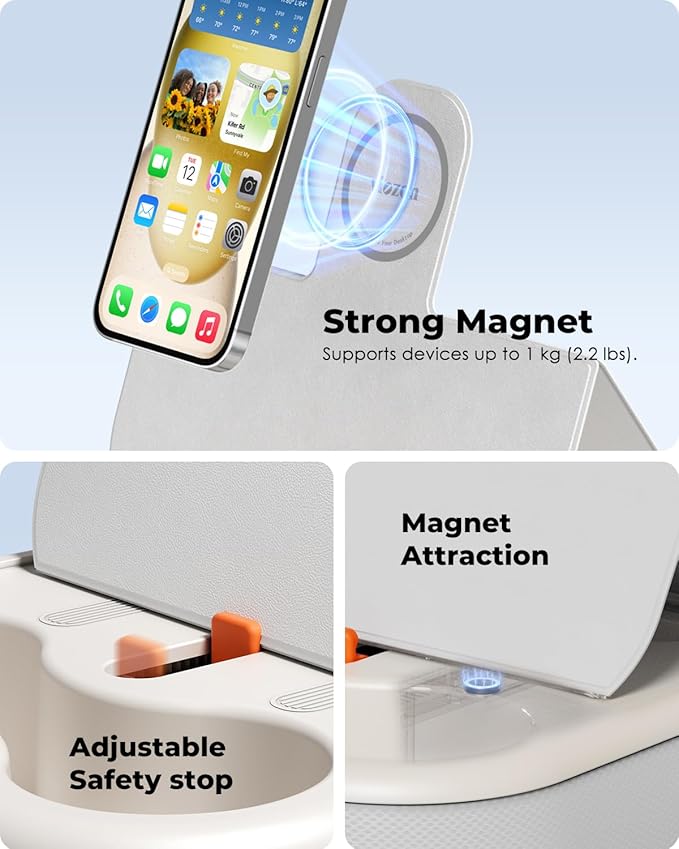 Viozon Tablet Stand Pillow, Compatible with 4-13" Phone/Tablet, iPad, iPhone, Samsung,Kindle,Google, Magnetic Phone Stand for Desk, Kindle Pillow Stand for Bed with Cozy Fabric,and Two Cup Size Bowl.W