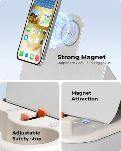 Viozon Tablet Stand Pillow, Compatible with 4-13" Phone/Tablet, iPad, iPhone, Samsung,Kindle,Google, Magnetic Phone Stand for Desk, Kindle Pillow Stand for Bed with Cozy Fabric,and Two Cup Size Bowl.W