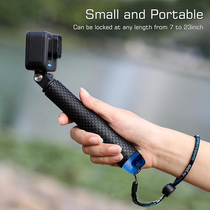 GEPULY 7''-23''Waterproof Pole Selfie Stick Pocket Size Underwater Handle Grip Monopod Aluminum for GoPro Hero Session Max Insta360 AKASO DJI OSMO Digital Cameras