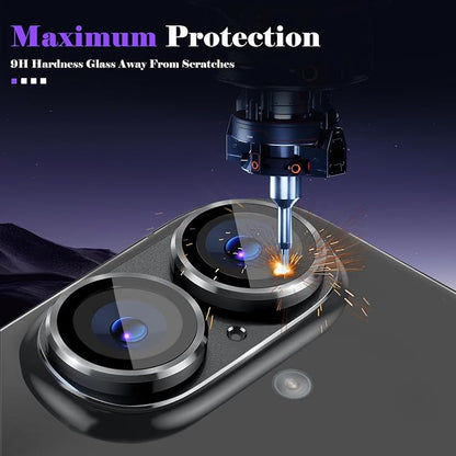 Camera Lens Protector for iPhone 16 / iPhone 16 Plus Camera Lens Protector [Strong Adsorption] [Not Easy to Break] Metal Tempered Glass Rear Camera Screen Cover - Black