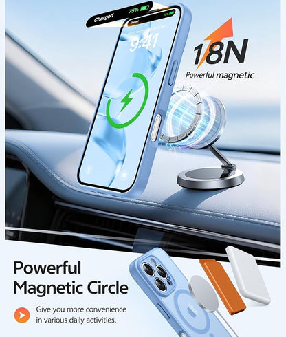 FNTCASE for iPhone 16 Pro Case: [Compatible with Magsafe] Translucent Matte Cases with [Full Camera Protection] [Screen Protector] Military Grade Shockproof Protective Phone Cover - Light Blue