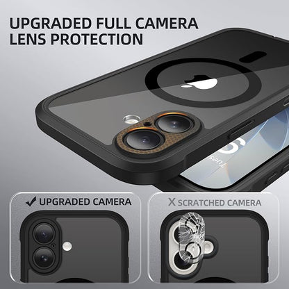 BERFY for iPhone 17 Case, Compatible with MagSafe, Built-in Glass Screen Protector, Camera Protection, Shockproof Full Body Phone case 6.3", Clear Black