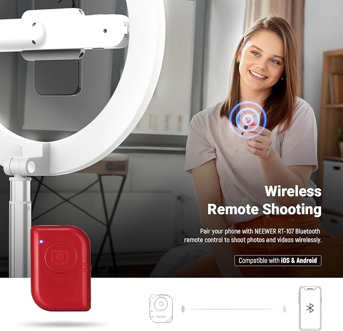 NEEWER Entry Level Version 10" 7W LED Selfie Ring Light with Desk Clamp Stand Phone Holder for iPhone, Laptop Video Conference Streaming Recording Makeup Lighting, 3 Tones 3000mAh Rechargeable, N16