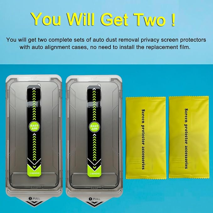 2 Pack 25° Ultra Privacy Screen Protector for iPhone 14 Pro Max, [Auto-Dust Removal and Auto-Alignment], Wide-Angle Anti-Spy Tempered Glass Film, Easy and Quick Installation