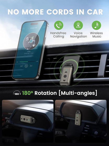 Air88 Bluetooth 5.4 Aux Adapter, 180° Swivel 3.5mm Jack Receiver for Car Home Stereo, Handsfree Calls, 12 Hours Battery, HiFi Sound, Solid Metal Case