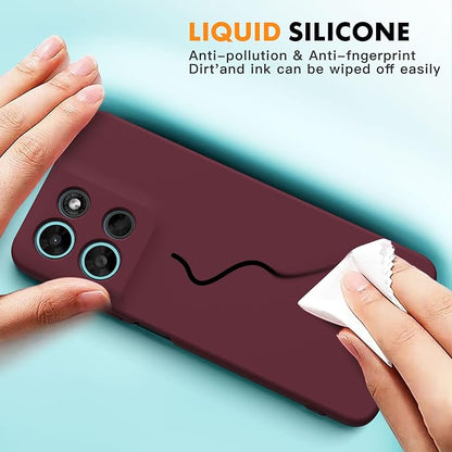 for Motorola Moto G 2026/G Play 2026 Case, 2 Pack Tempered Glass Screen Protectors, Soft TPU Liquid Silicone Shockproof Gel Cover-Burgundy