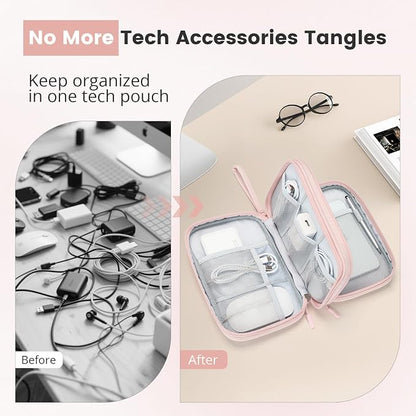 Skycase Tech Pouch - Lightweight Electronics Organizer Travel Case - Double Layers Cable Organizer - All-in-One Storage Bag for Charger, Cord, Phone, Flash Drive, Essentials - XL