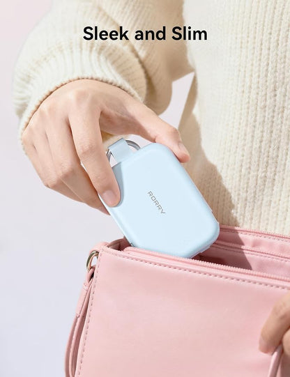 RORRY CharmGo Portable Charger, 5000mAh Portable Charger Power Bank with Built-in Cables, Travel Keychain Charger Battery Pack for iPhone 17/16/15/14/13/12, for AirPods 2/3/4/Pro, Pink