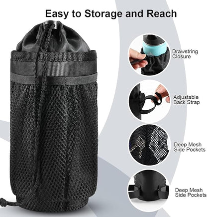 Caudblor Bike Water Bottle Holder Bag for Kid Adult, Insulated Bicycle Coffee Cup Holders with Phone Storage, Black Handlebar Drink/Beverage Container for Walker/Cruiser/Exercise/Mountain Bike