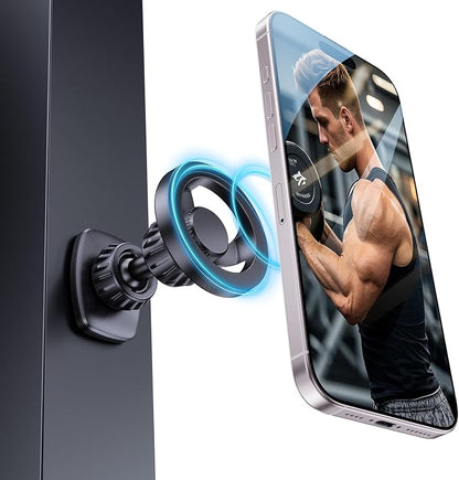 Gym Magnetic Phone Holder Mount for MagSafe, [Metal Joint] 360° Rotatable Dual Magnetic Phone Holder for Gym Workout Record Compatible with iPhone 17/16/15/14/13/12 Series