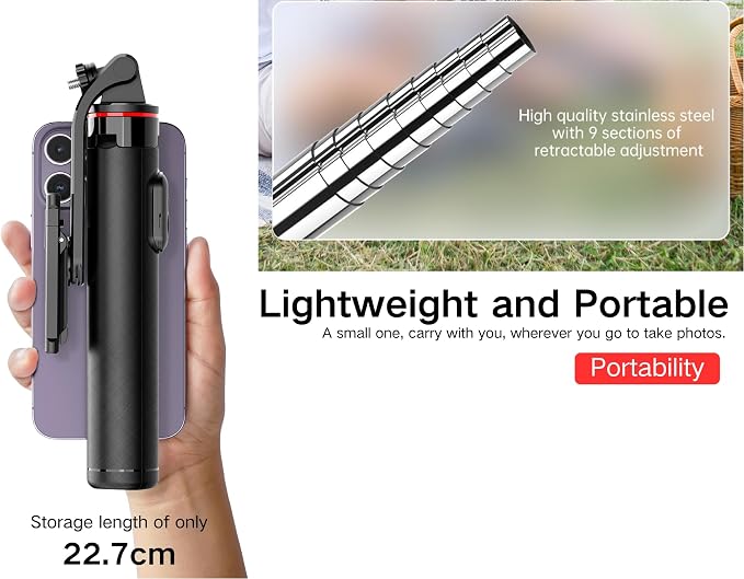Selfie Stick Tripod, 52 Inch Extendable Travel Phone Tripod, FORGERAY C13 Bluetooth Remote Tripod with Umbrella Base for iPhone Android Vlog Selfie Recording