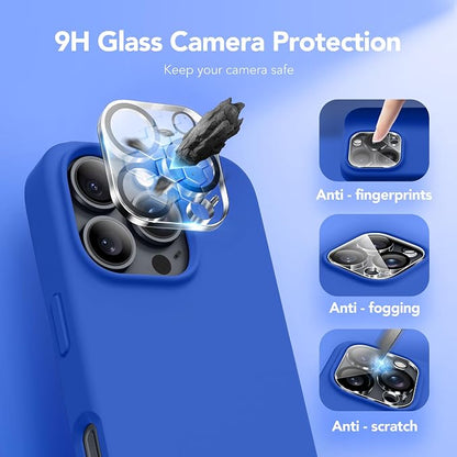 GONEZ Magnetic for iPhone 16 Pro Max Case, Compatible with MagSafe, Liquid Silicone Case, with Screen Protector + Camera Protector, Full Body Protective Shockproof Phone Cover 6.9", Klein Blue