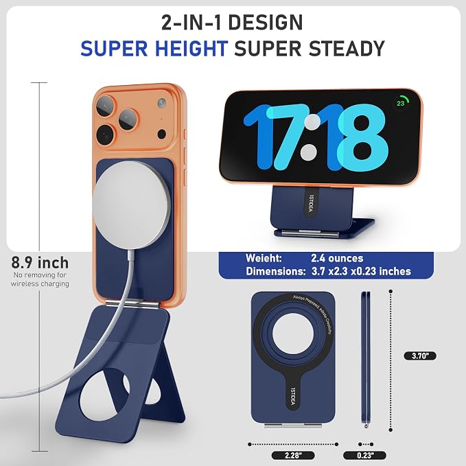 Magnetic Tripod for iPhone, Aluminium Phone Tripod Stand Compatible with Magsafe iPhone 17/16/15/14/13/12 Series, Foldable Strong Magnetic Phone Stand & Travel Essentials Accessories